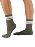 Crew Non Slip Grip Socks - Varsity Stripe Khaki | MoveActive
