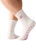 White socks with pink horse design on a transparent background