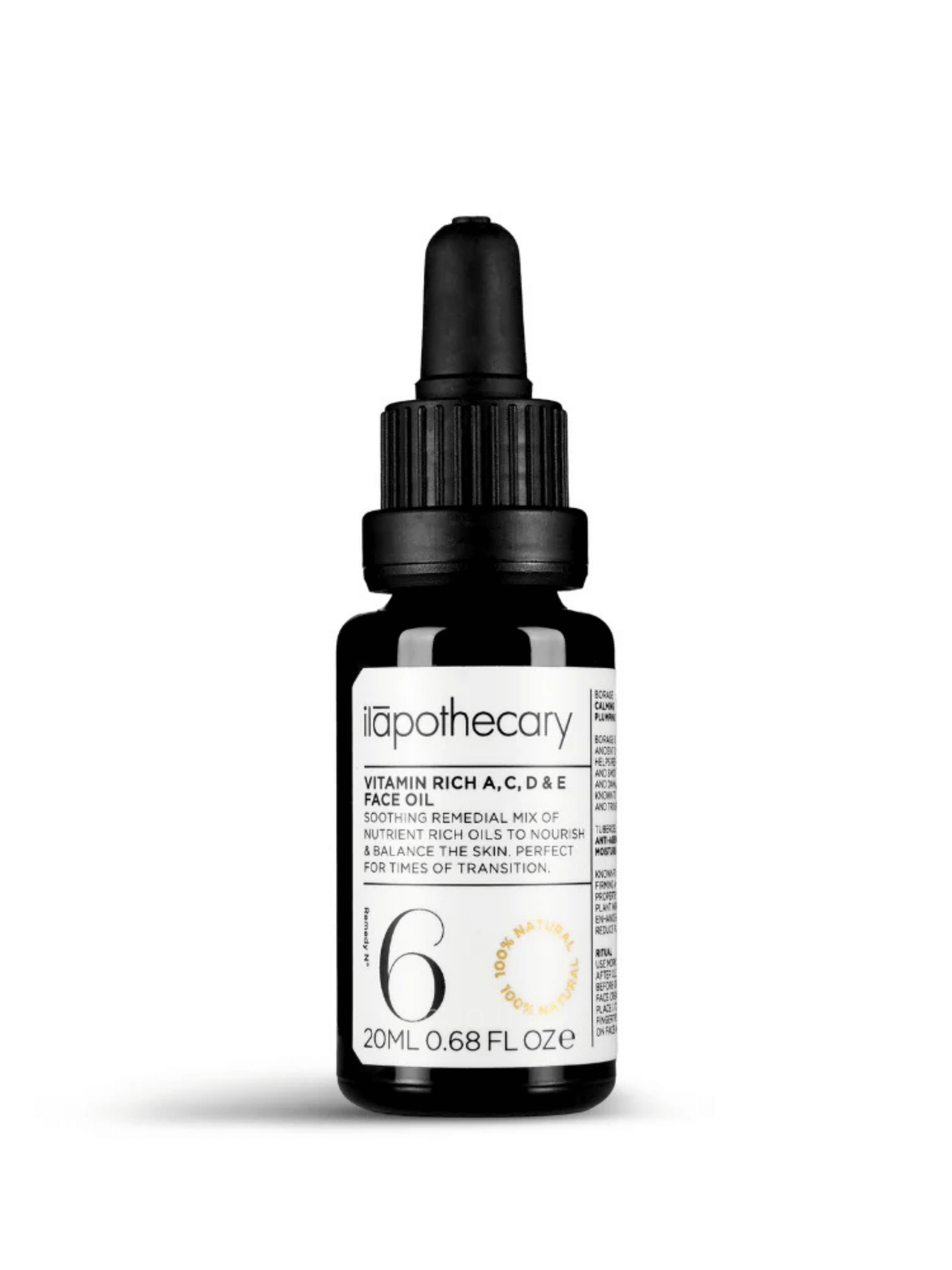 Black dropper bottle labeled 'ilapothecary' on a white background