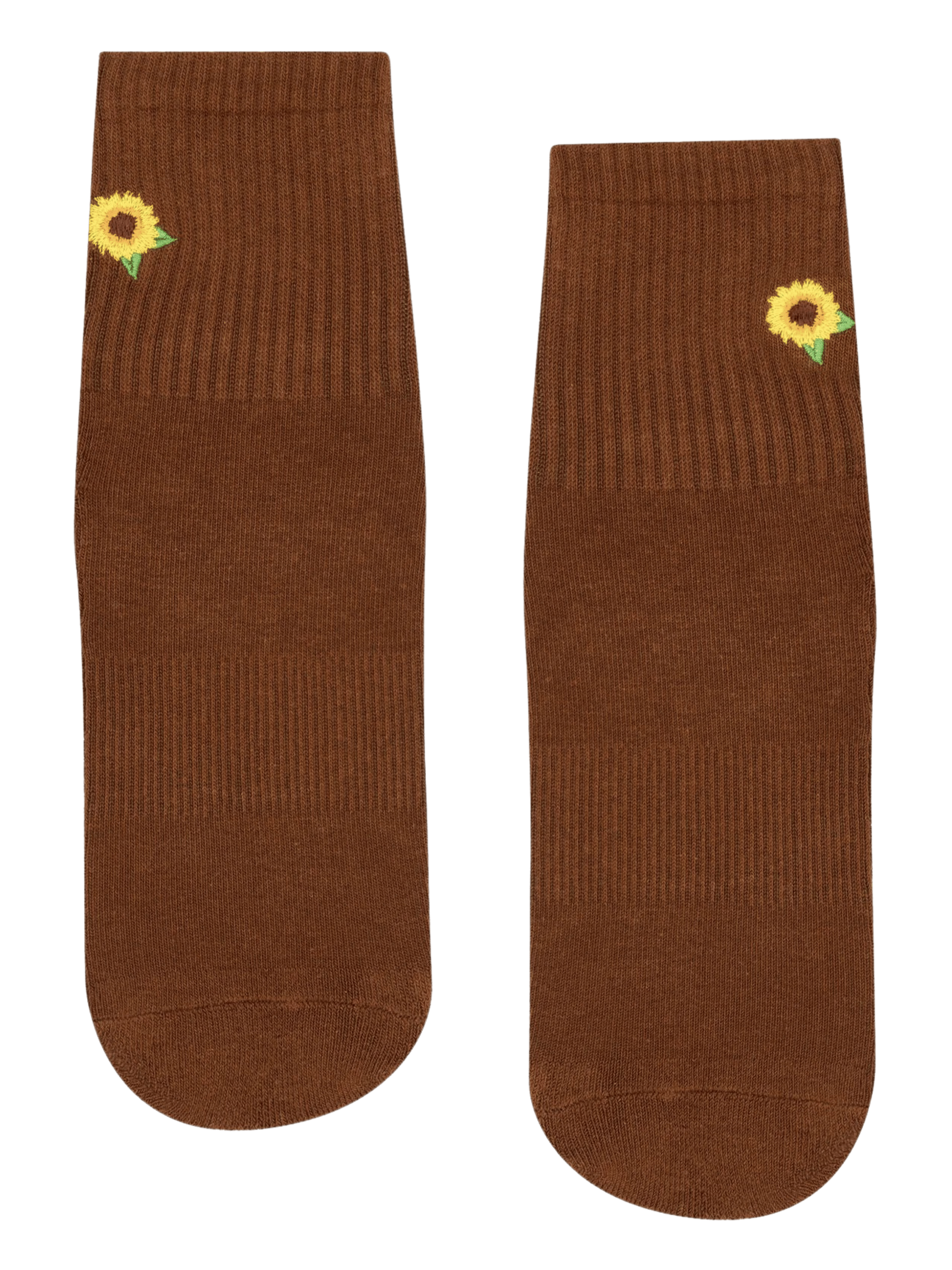 Crew Non Slip Grip Brown Socks - Sunflower Fields | MoveActive