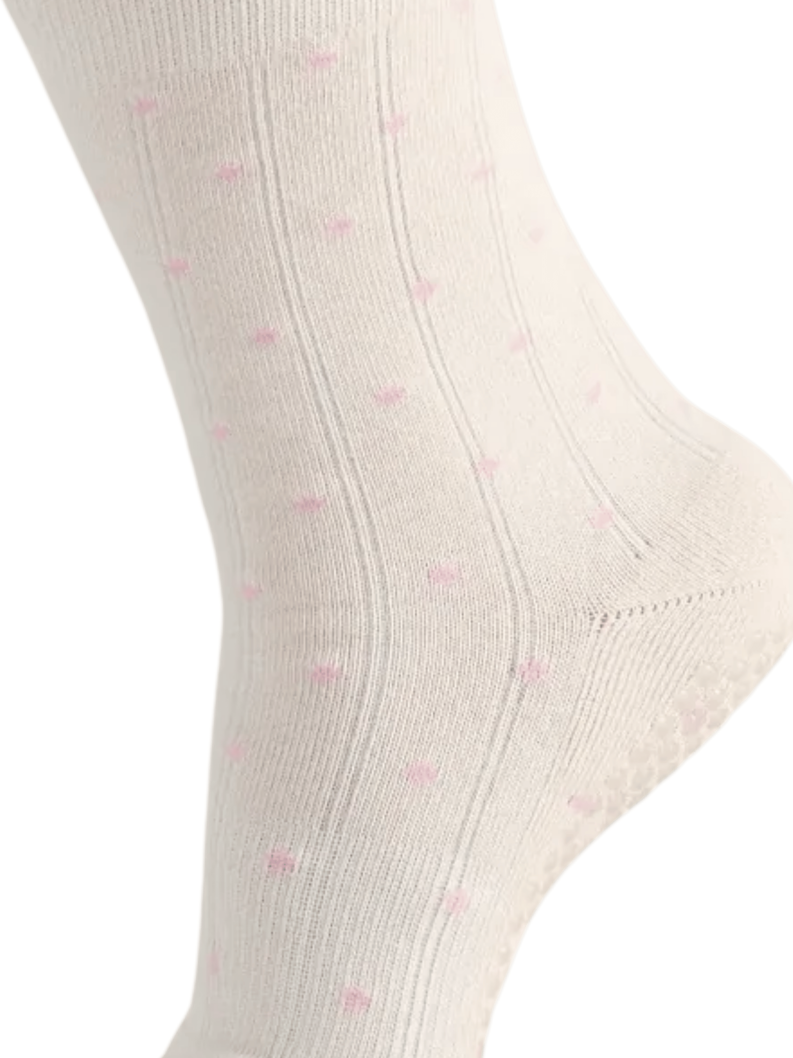 White sock with pink polka dots on a transparent background