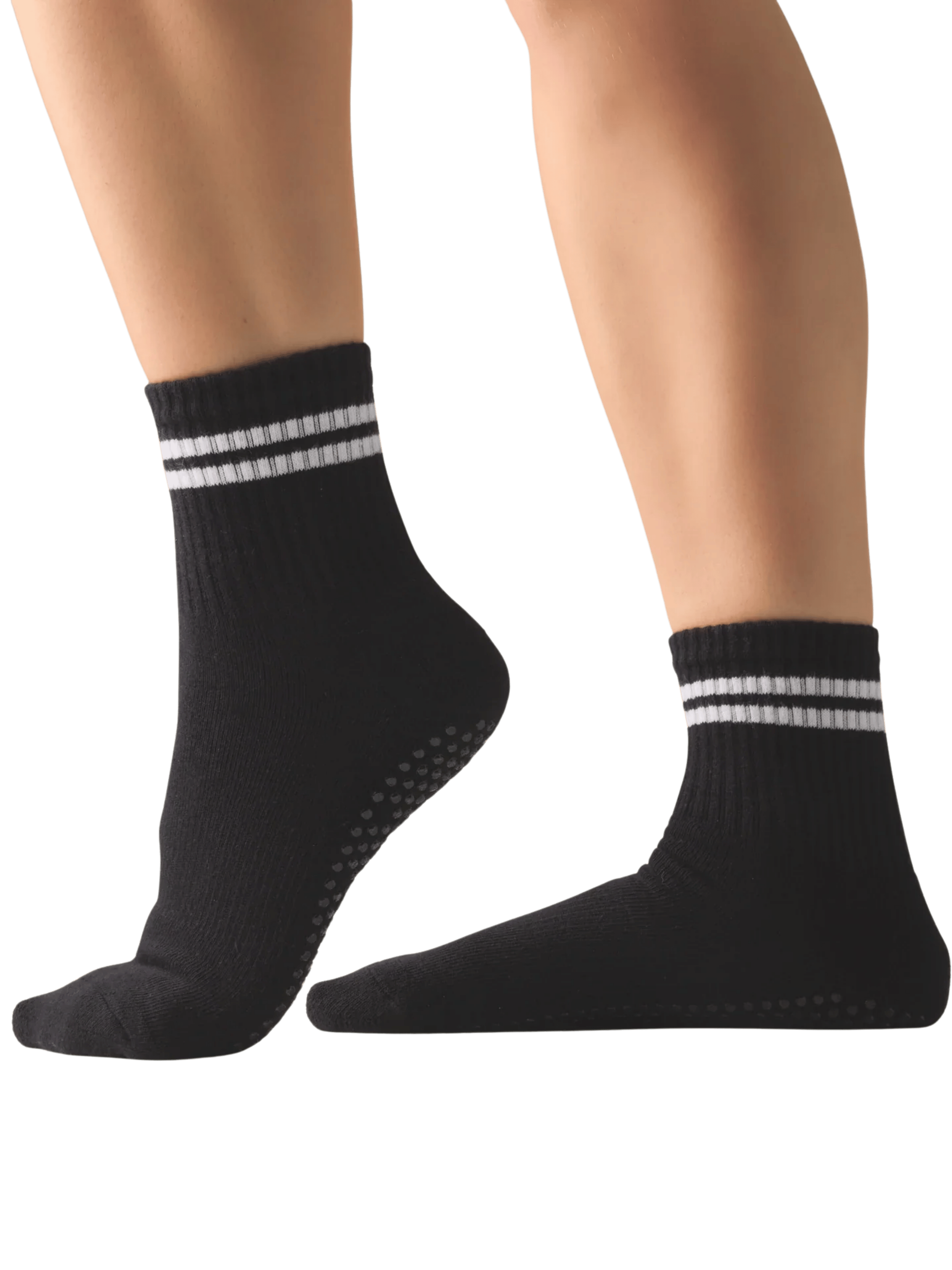 Crew Non Slip Grip Socks - Sporty Stripe Black | MoveActive