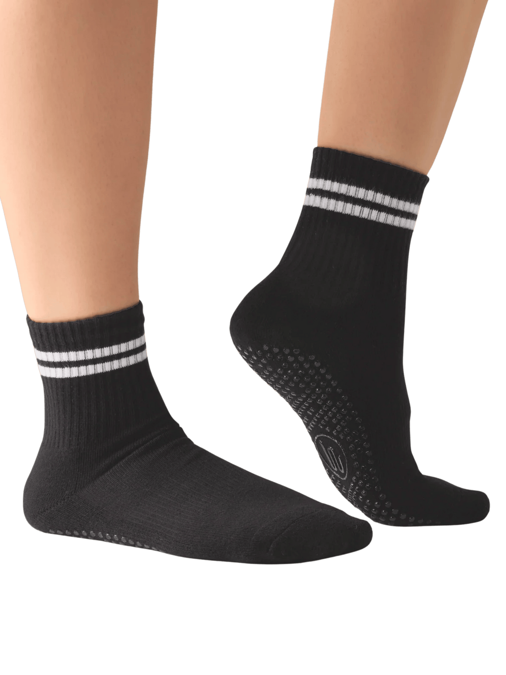 Crew Non Slip Grip Socks - Sporty Stripe Black | MoveActive
