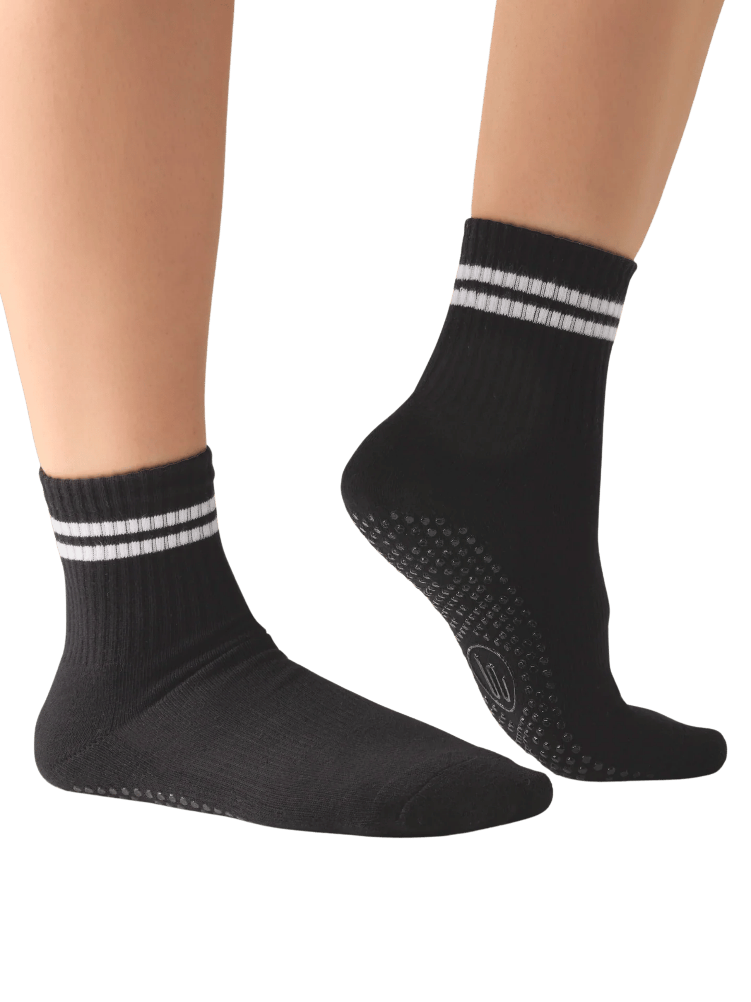 Crew Non Slip Grip Socks - Sporty Stripe Black | MoveActive