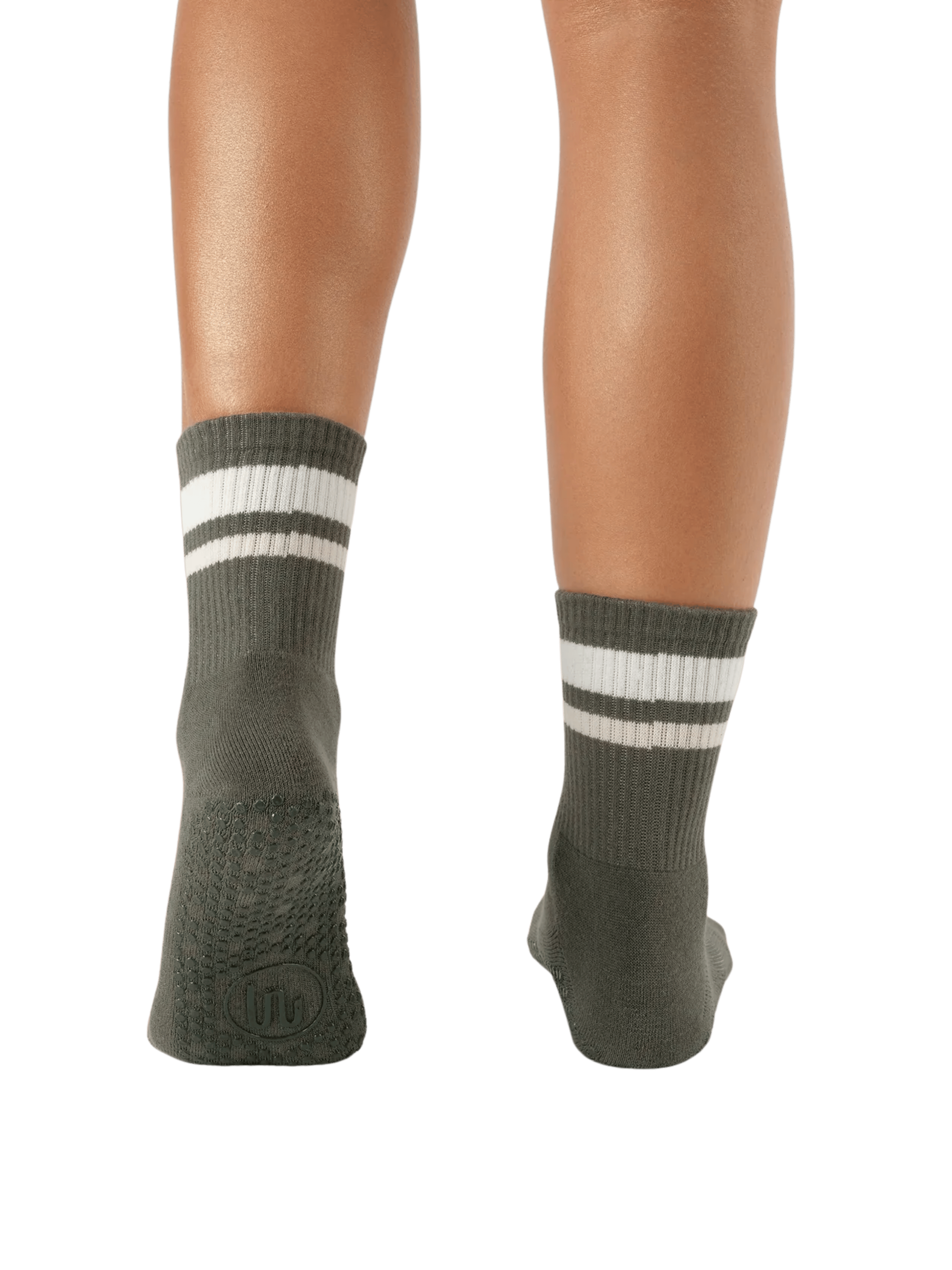 Crew Non Slip Grip Socks - Varsity Stripe Khaki | MoveActive