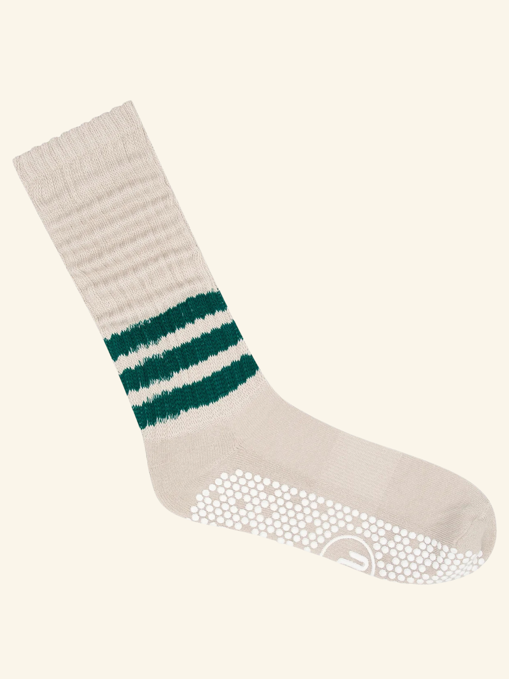 Scrunch Non Slip Grip Socks - Oat Emerald Stripe Slouch | MoveActive