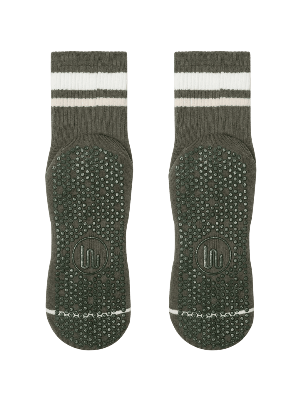Crew Non Slip Grip Socks - Varsity Stripe Khaki | MoveActive