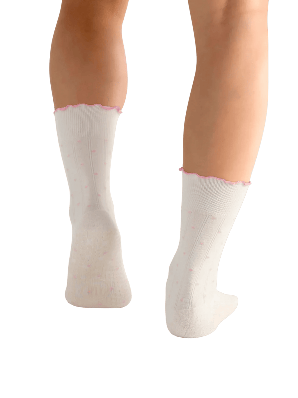 White knee-high socks worn by a person on a transparent background