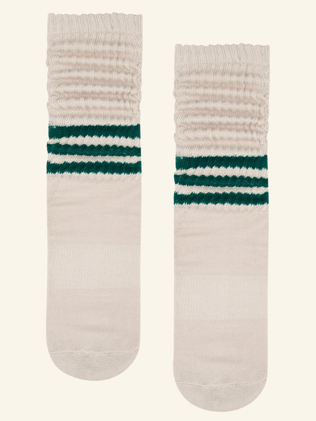 Scrunch Non Slip Grip Socks - Oat Emerald Stripe Slouch | MoveActive