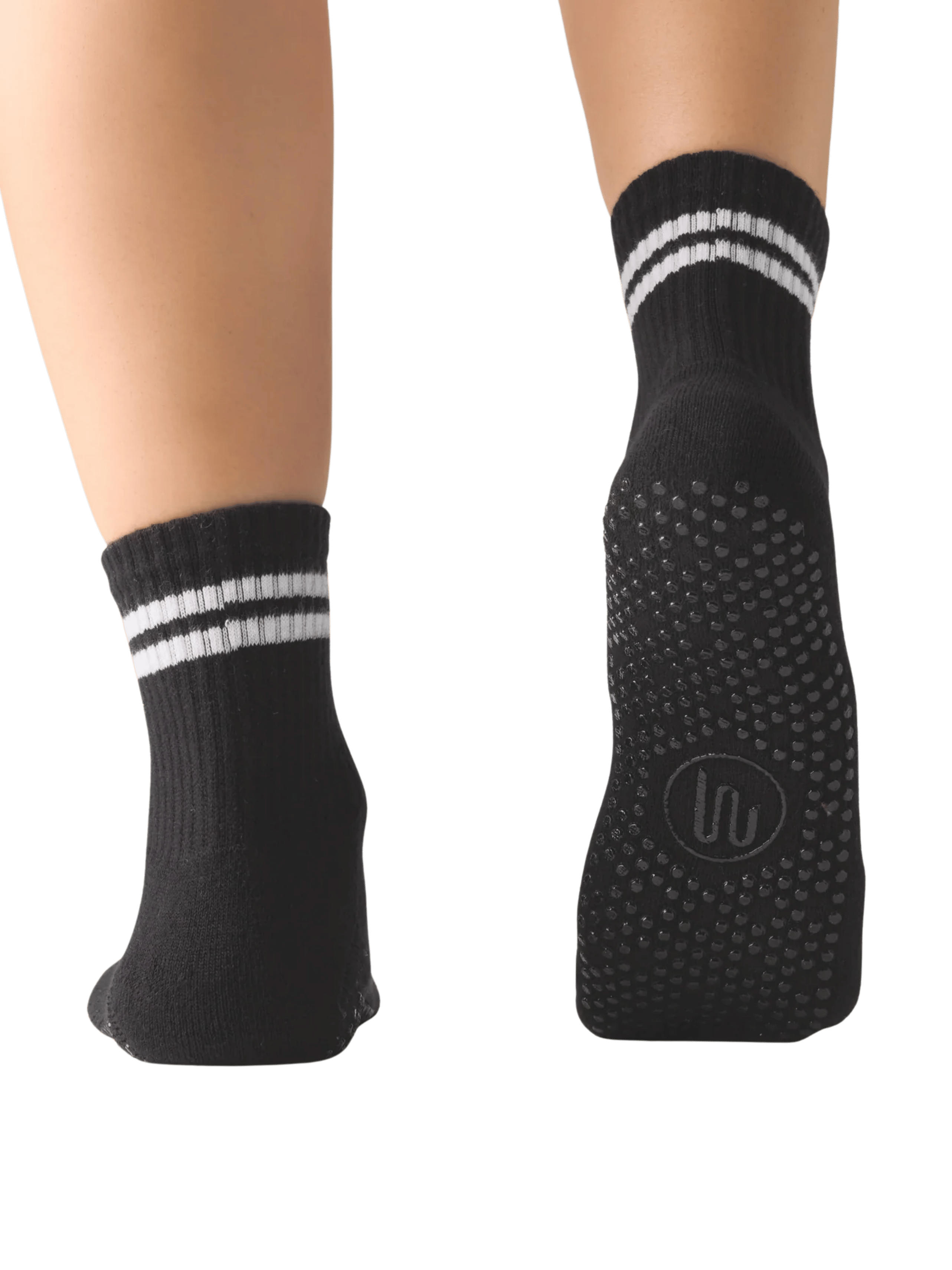Crew Non Slip Grip Socks - Sporty Stripe Black | MoveActive