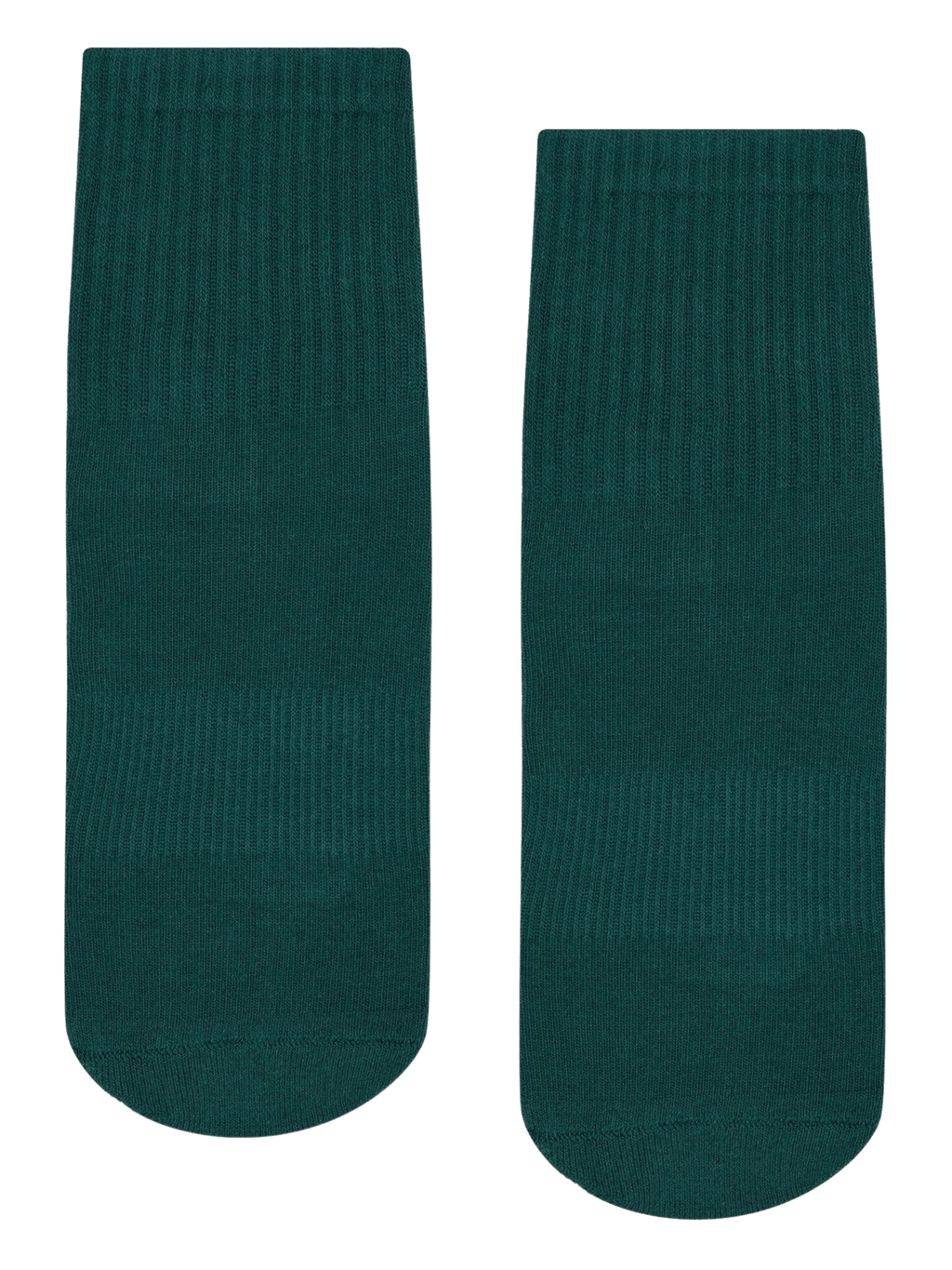 Pair of dark green socks on a transparent background