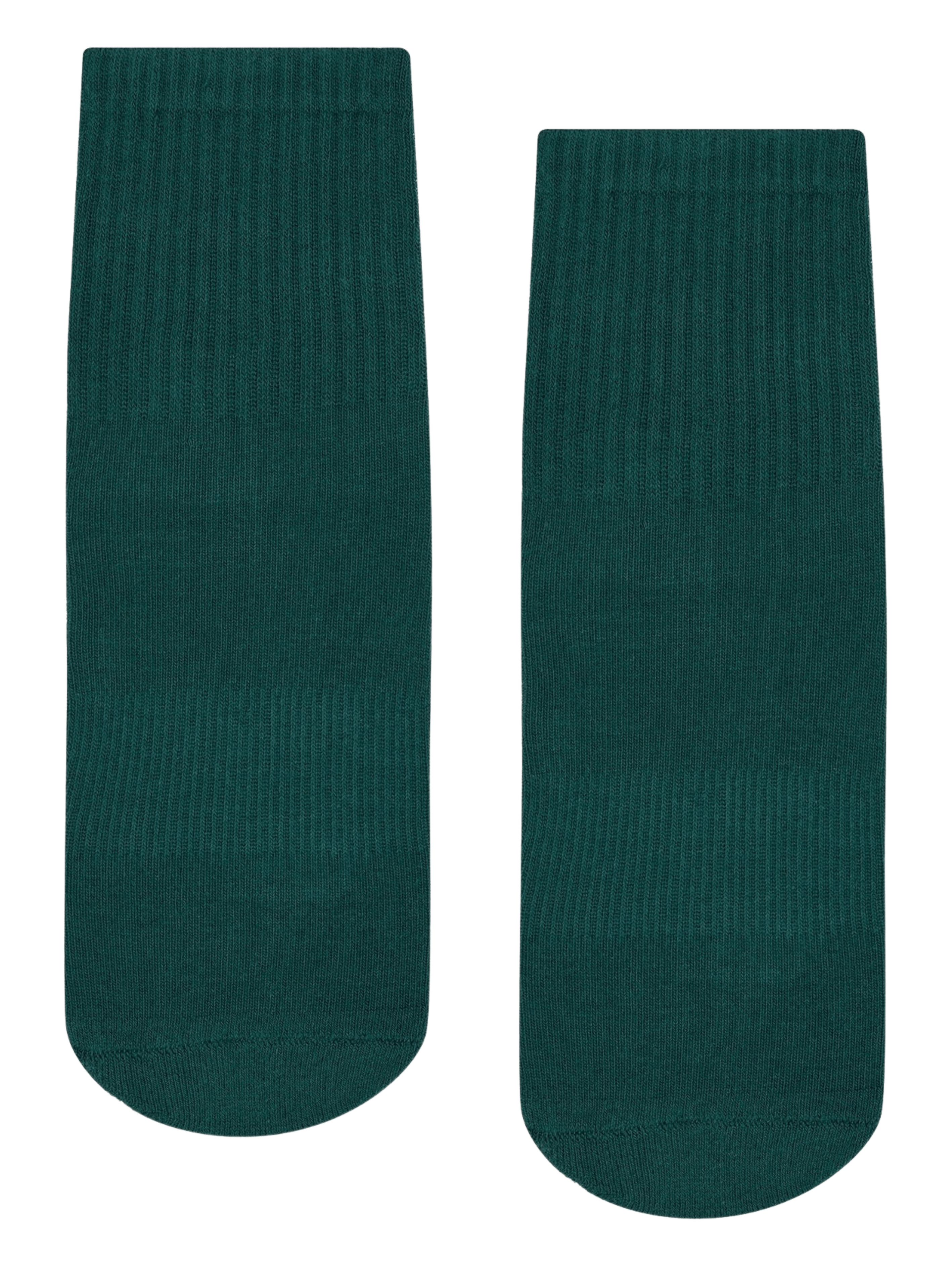 Pair of dark green socks on a transparent background