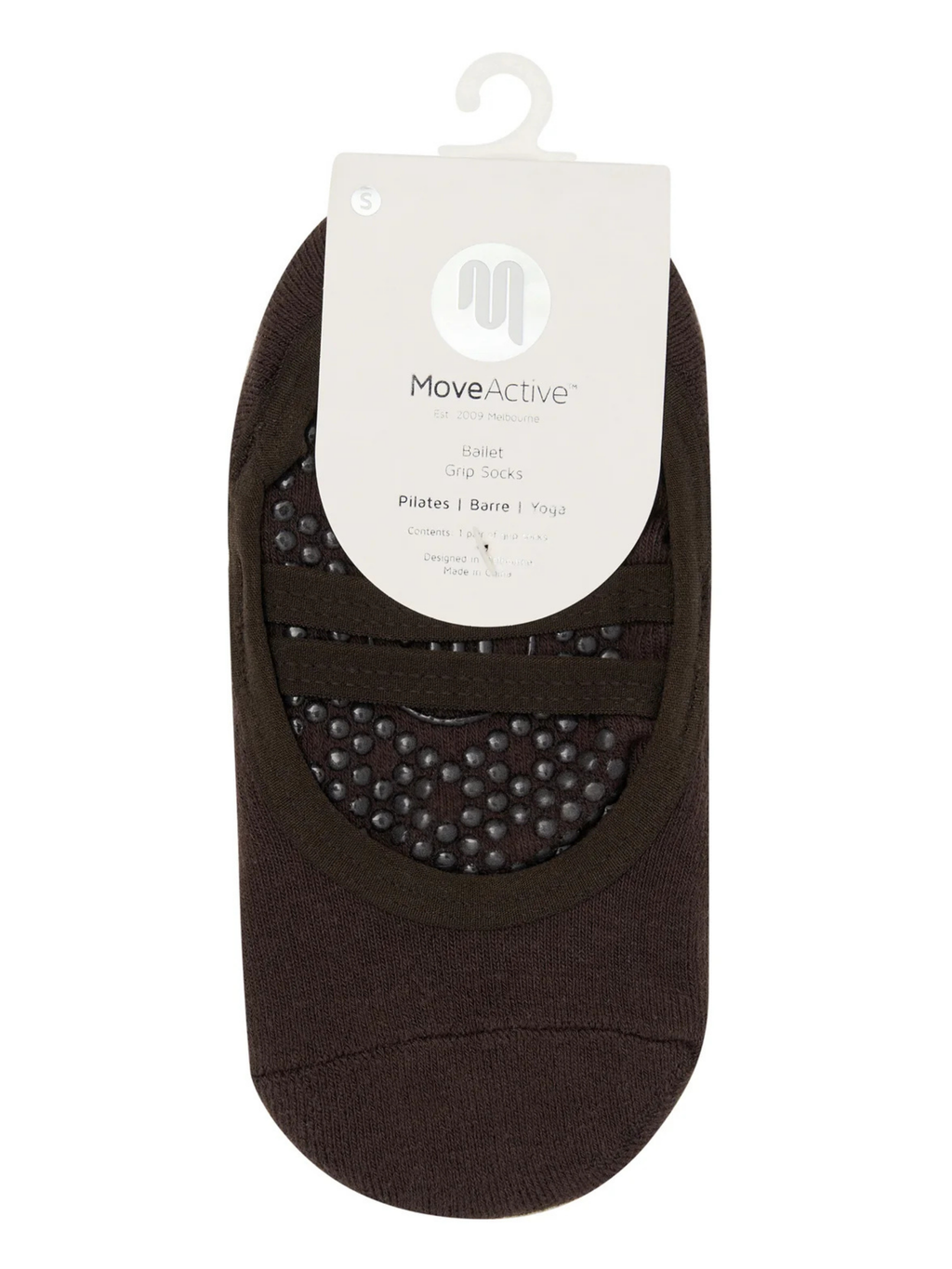 Brown ankle sock with a visible brand label on a white background