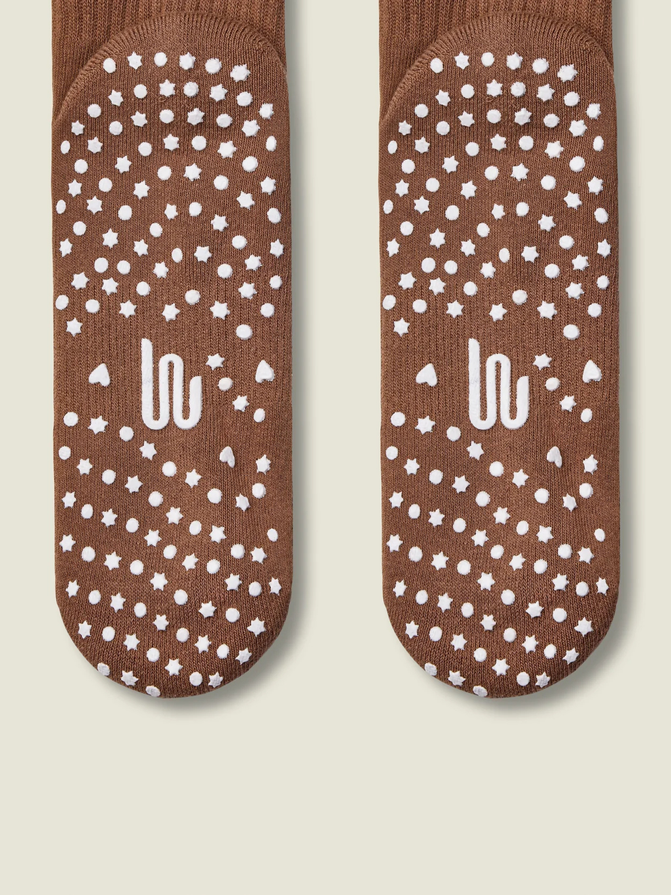 Crew Non Slip Grip Socks - Lasoo Heart Tan | MoveActive