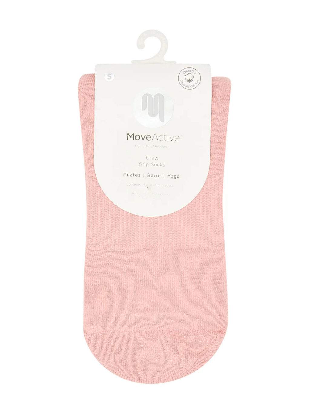 Pink ankle sock with MoveActive packaging on a white background