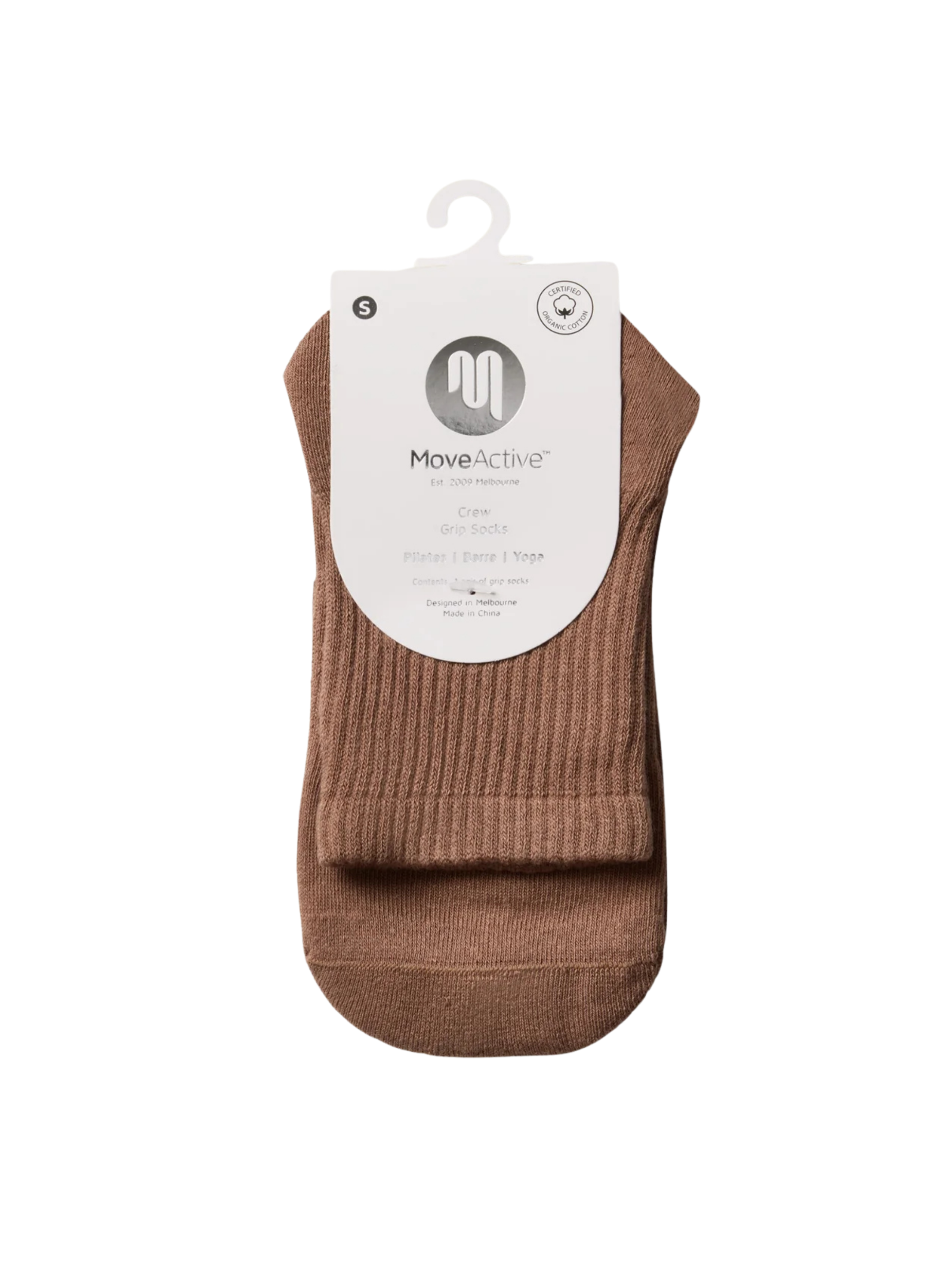 Crew Non Slip Grip Socks - Lasoo Heart Tan | MoveActive