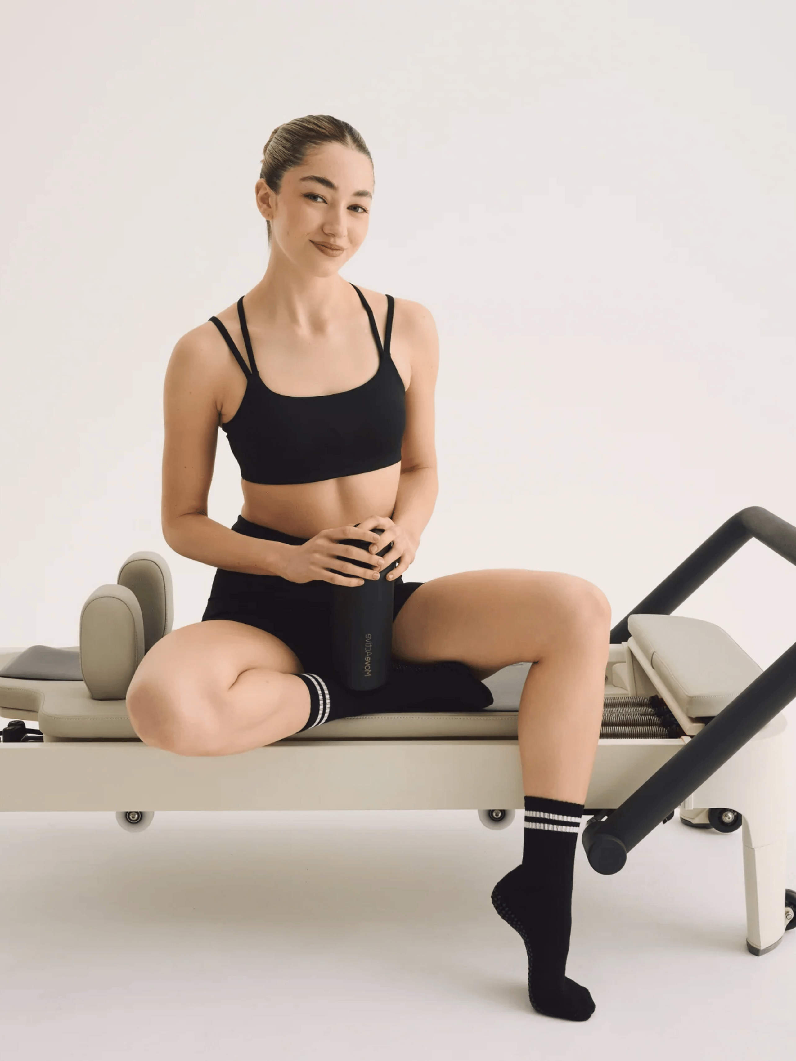 Crew Non Slip Grip Socks - Sporty Stripe Black | MoveActive