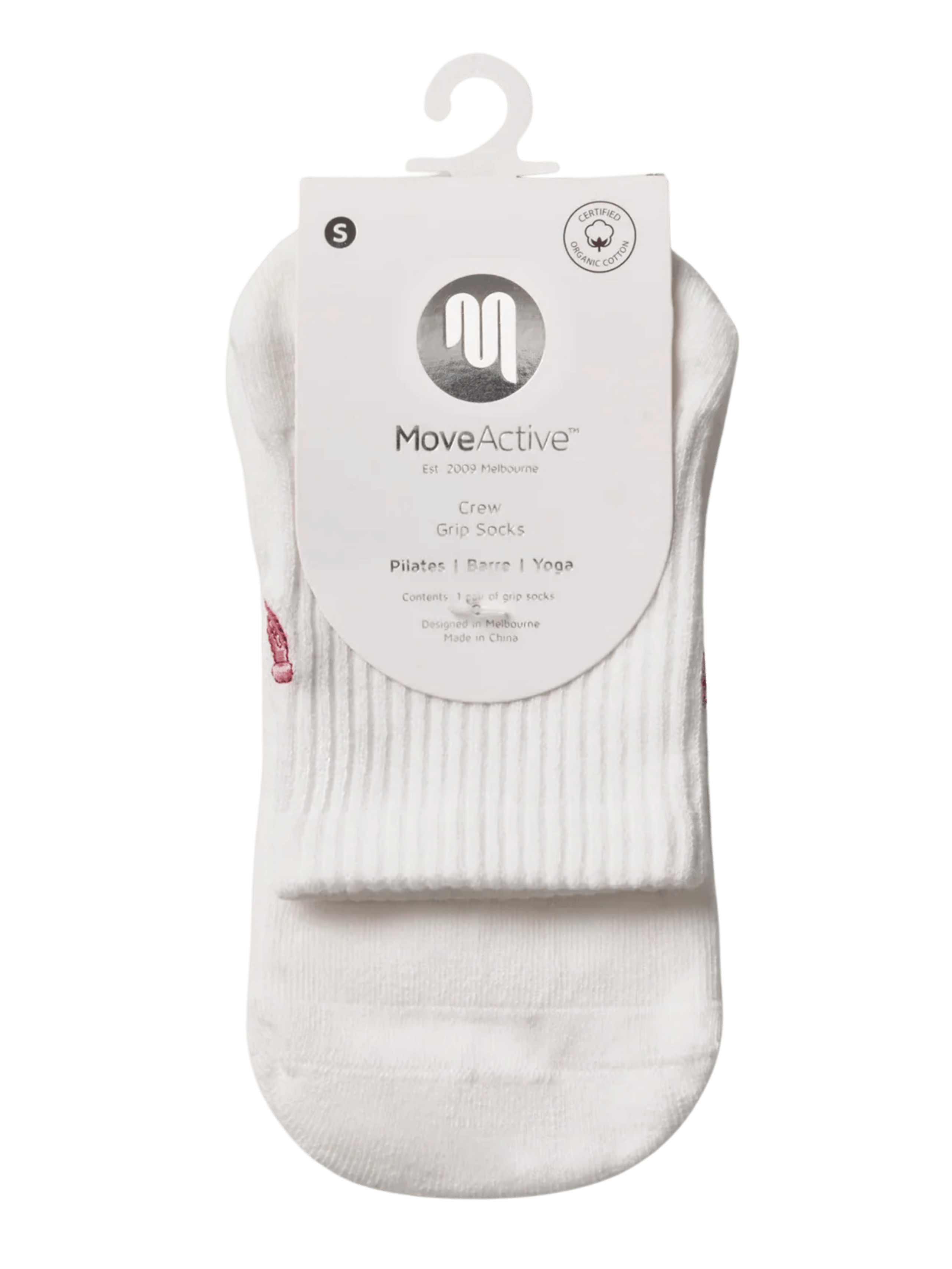 White crew sock with MoveActive packaging 