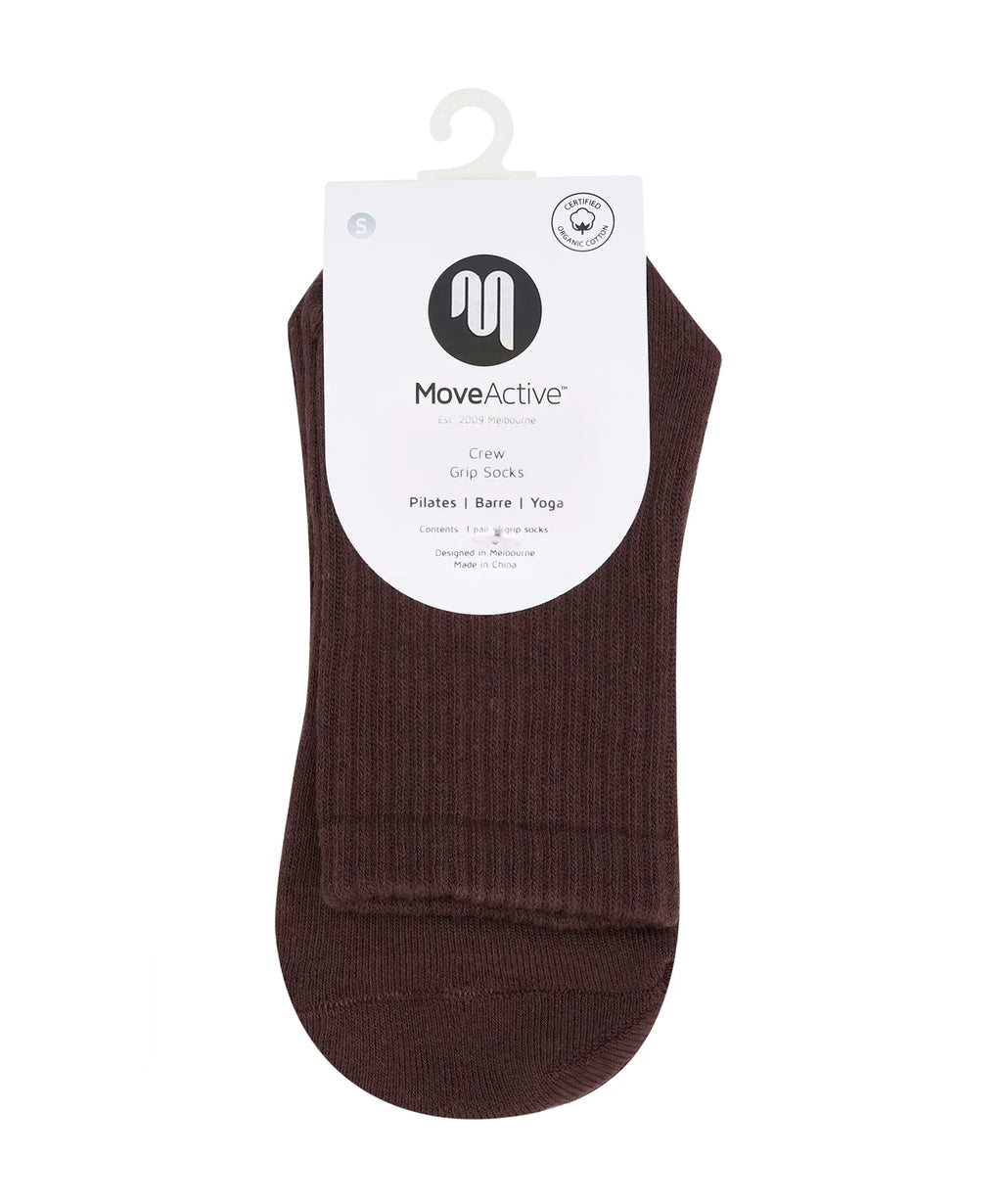 Crew Non Slip Grip Socks - Espresso 🟤 | MoveActive