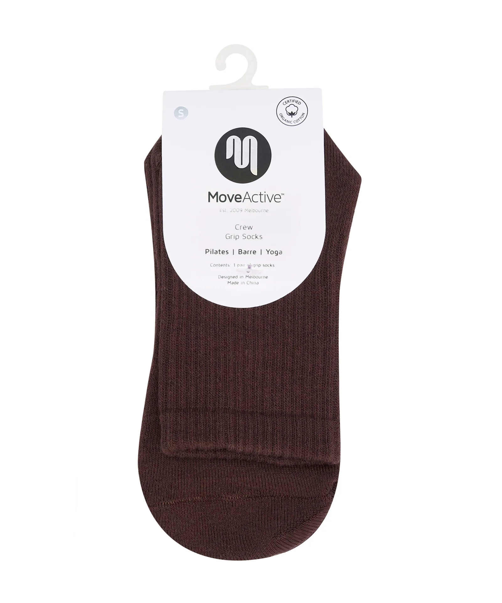 Crew Non Slip Grip Socks - Espresso 🟤 | MoveActive