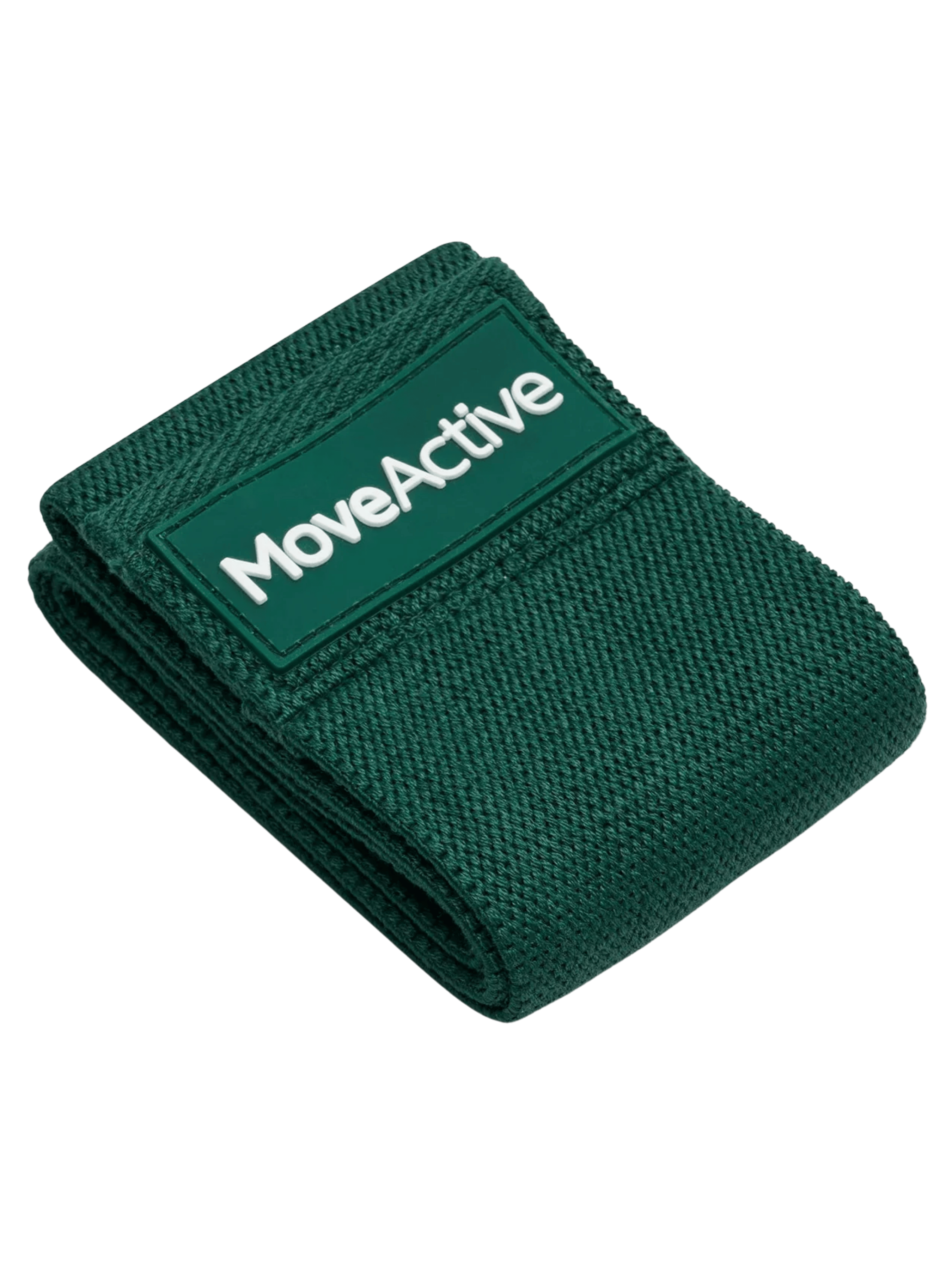 Green resistance band with 'MoveActive' logo on a transparent background